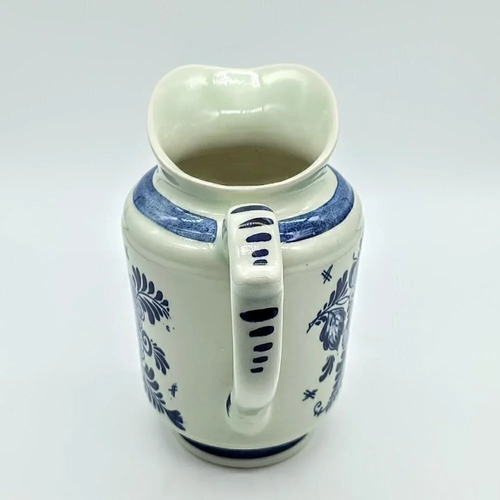 Vintage Delft Blue Distel Hand Painted Holland Ceramic Pitcher